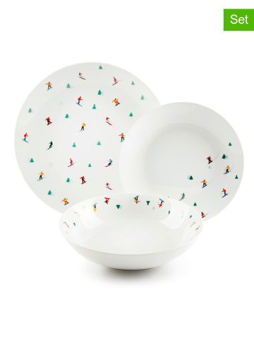 Trendy Kitchen by EXCÉLSA 18-częściowy zestaw talerzy "Cortina" w kolorze białym