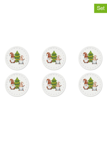 Trendy Kitchen by EXCÉLSA 6-delige set: dessertborden "Gnomo Friends" wit - Ø 31 cm