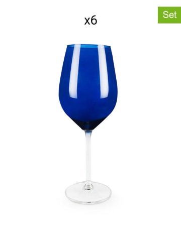 Trendy Kitchen by EXCÉLSA Kieliszki (6 szt.) "Cobalto" w kolorze niebieskim do wina - 500 ml