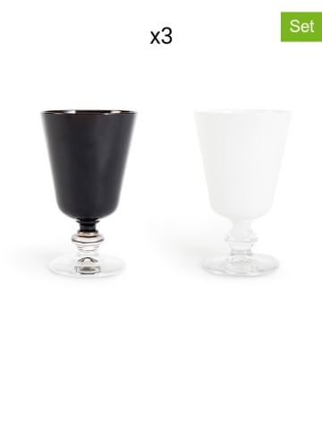 Trendy Kitchen by EXCÉLSA Kieliszki (6 szt.) "Noble Wine" w kolorze czarno-białym do wina - 280 ml