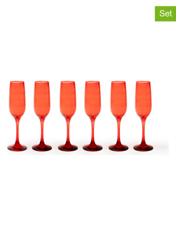 Trendy Kitchen by EXCÉLSA Kieliszki (6 szt.) w kolorze czerwonym do szampana - 250 ml