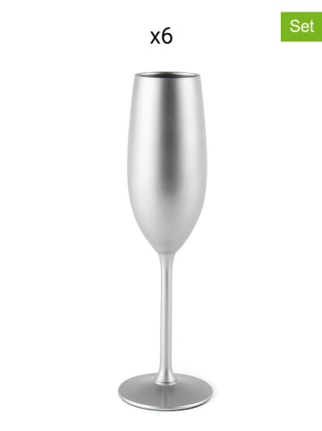 Trendy Kitchen by EXCÉLSA Kieliszki (6 szt.) "Platinum" w kolorze srebrnym do szampana - 210 ml