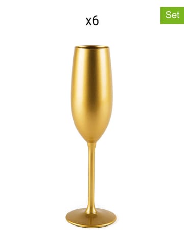 Trendy Kitchen by EXCÉLSA 6er-Set: Sektgläser "Platinum" in Gold - 210 ml