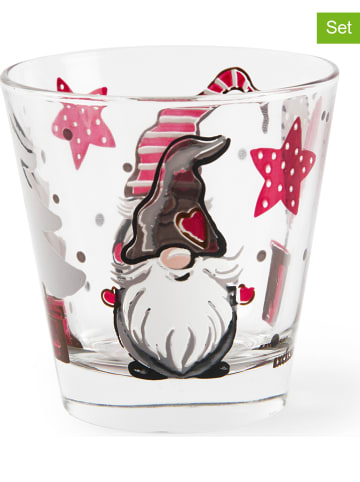 Trendy Kitchen by EXCÉLSA 6-delige set: glazen "Gnomo" rood/bruin - 250 ml