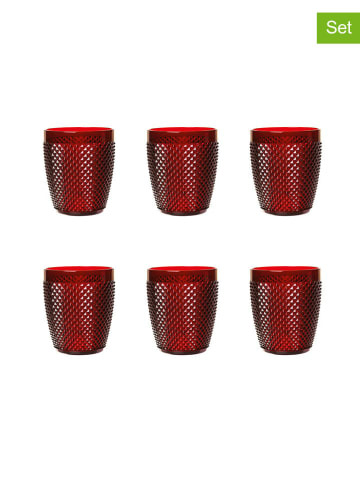 Trendy Kitchen by EXCÉLSA 6-delige set: drinkbekers "Diamond" rood - 400 ml