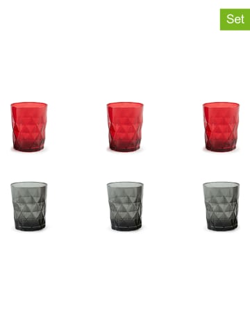 Trendy Kitchen by EXCÉLSA 6er-Set: Gläser "Luxor" in Rot/ Schwarz - 345 ml