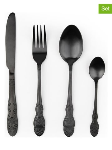 Trendy Kitchen by EXCÉLSA 4-częściowy zestaw sztućców "Baroque" w kolorze czarnym