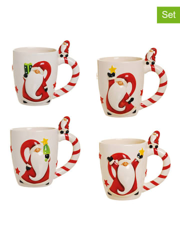 Trendy Kitchen by EXCÉLSA 4-delige set: koppen crème/rood - 260 ml