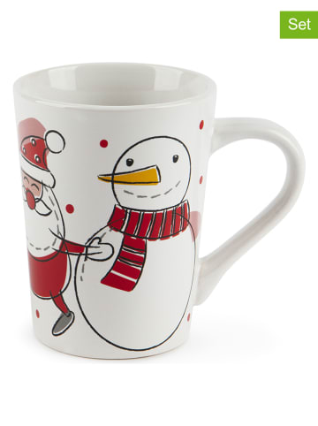 Trendy Kitchen by EXCÉLSA 4er-Set: Tassen "Snowman" in Weiß/ Rot - 380 ml