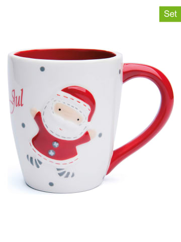 Trendy Kitchen by EXCÉLSA Kubki (4 szt.) "Santa Claus" w kolorze biało-czerwonym - 400 ml