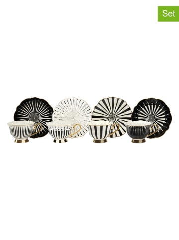 Trendy Kitchen by EXCÉLSA 4-delige set: theekoppen "Alica" zwart/wit - 200 ml
