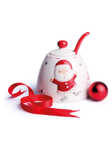 Trendy Kitchen by EXCÉLSA Suikerpot "Country Style" wit/rood - (H)10,2 x Ø 9 cm