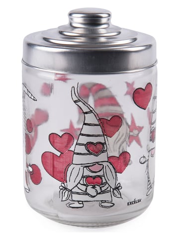 Trendy Kitchen by EXCÉLSA Voorraadpot "Gnome Sweet Home” rood/wit/zilverkleurig - 0,8 l