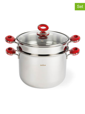 Trendy Kitchen by EXCÉLSA 3-delige roestvrijstalen stoompannenset "Color up" - 6 l