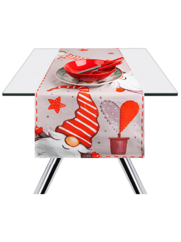 Trendy Kitchen by EXCÉLSA Bieżnik "Gnomo" w kolorze szaro-czerwonym - 140 x 45 cm