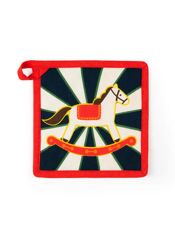 Trendy Kitchen by EXCÉLSA Pannenlap "Vintage Christmas" zwart/rood - (L)20 x (B)20 cm