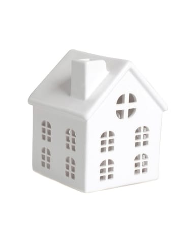 Trendy Kitchen by EXCÉLSA Świecznik "Little Home" w kolorze białym - 10,5 x 14 x 10,5 cm