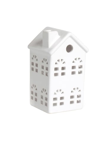 Trendy Kitchen by EXCÉLSA Świecznik "Little Home" w kolorze białym - 7,5 x 14,5 x 7,5 cm