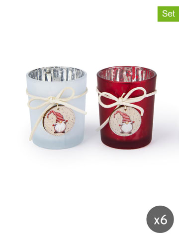 Trendy Kitchen by EXCÉLSA Świeczniki (6 szt.) "Gnomo Friends" w kolorze czerwonym - wys. 6,5 x  Ø 5,5 cm