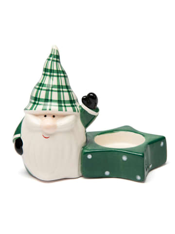 Trendy Kitchen by EXCÉLSA Świecznik "Green Winter" w kolorze zielono-białym - wys. 13,5 cm