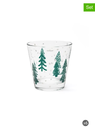 Trendy Kitchen by EXCÉLSA Szklanki (6 szt.) "Green Winter" w kolorze zielonym - 250 ml