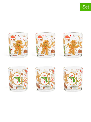 Trendy Kitchen by EXCÉLSA 6er-Set: Gläser "Wonderful Ginger" in Hellbraun/ Rot - 250 ml