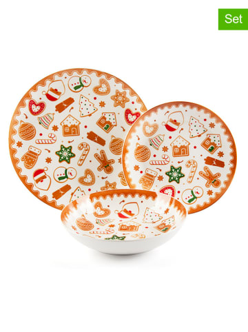 Trendy Kitchen by EXCÉLSA 18tlg. Tafelservice "Wonderful Ginger" in Weiß/ Hellbraun