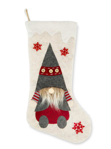 Trendy Kitchen by EXCÉLSA Weihnachtsstrumpf "Gnome" in Creme/ Grün - (L)46 cm