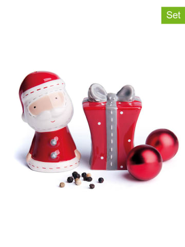 Trendy Kitchen by EXCÉLSA 2-delige set: zout- en peperstrooier "Xmas Country Style" rood/wit