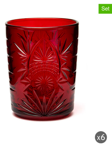 Trendy Kitchen by EXCÉLSA Szklanki (6 szt.) "Color Tumbler" w kolorze bordowym - 350 ml