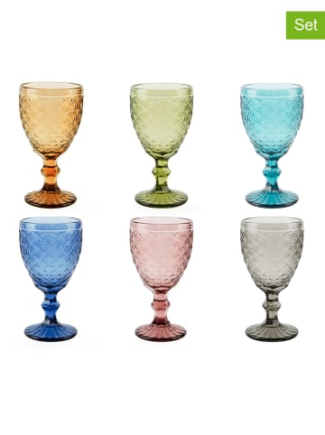 Trendy Kitchen by EXCÉLSA 6er-Set: Weingläser "Ginkgo" in Bunt - 350 ml
