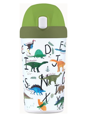 chic.mic Bidon "Dinosaurs" w kolorze zielono-białym