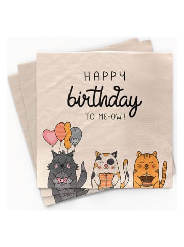 chic.mic Serwetki "Happy birthday to meow" w kolorze jasnoróżowym