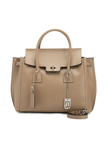 Lucca Baldi Leder-Henkeltasche "Pomarance" in Taupe - (B)40 x (H)40 x (T)14 cm