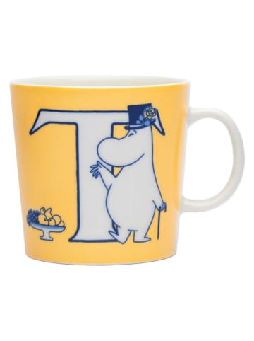 Moomin Kubek jumbo "T" w kolorze biało-pomarańczowym - 400 ml