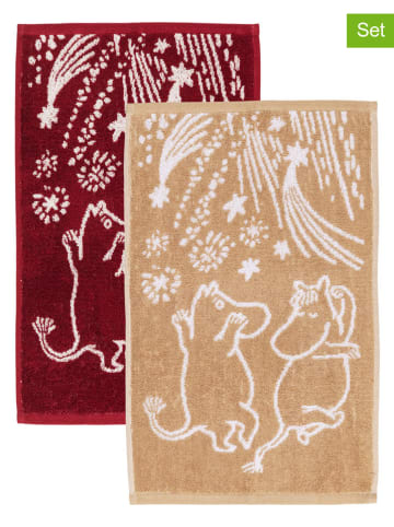 Moomin Ręczniki (2 szt.) w kolorze czerwono-beżowym dla gości - 50 x 30 cm
