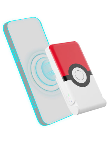 Techkidz Powerbank "Pokéball" in Rot/ Weiß - 5.000 mAh Qi