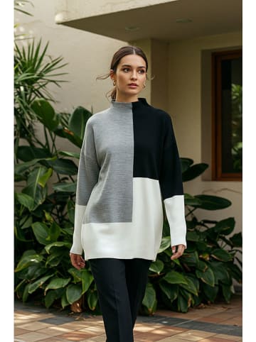 trendyol Sweter w kolorze czarno-szaro-białym