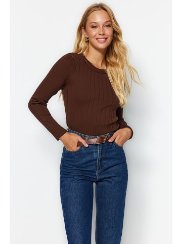 trendyol Sweter w kolorze ciemnobrązowym