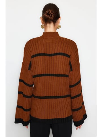 trendyol Sweter w kolorze brązowo-czarnym