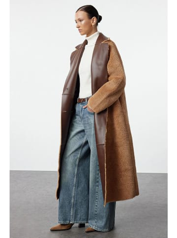 trendyol Omkeerbare tussenmantel donkerbruin/camel