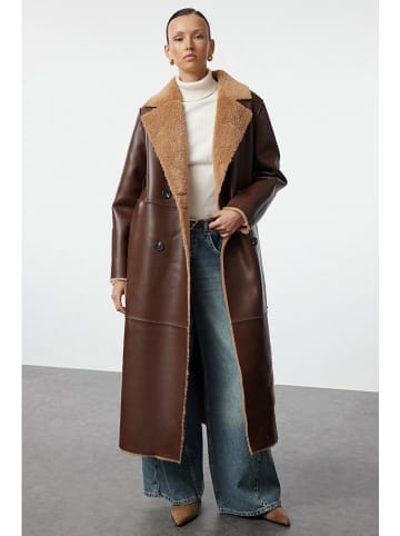 trendyol Omkeerbare tussenmantel donkerbruin/camel