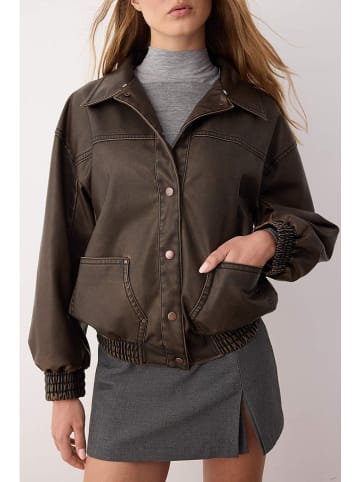 trendyol Kurtka w kolorze ciemnobrązowym ze skóry syntetycznej