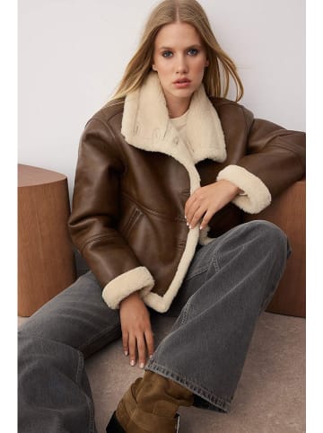 trendyol Kunstleren jas bruin/beige