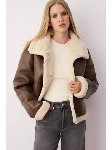 trendyol Kunstleren jas bruin/beige