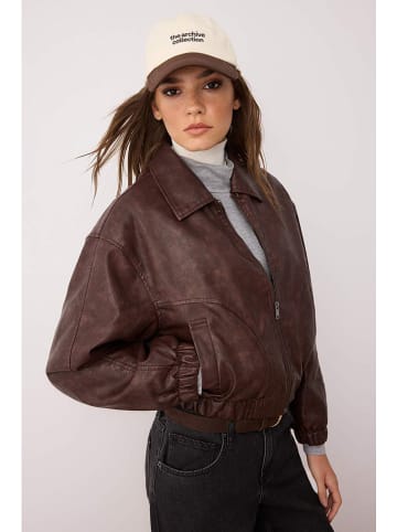 trendyol Kunstlederjacke in Dunkelbraun