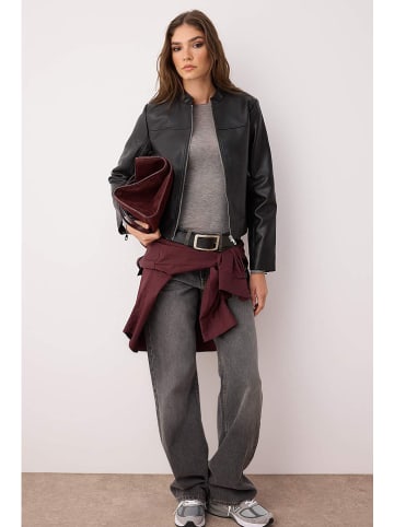 trendyol Kunstlederjacke in Schwarz