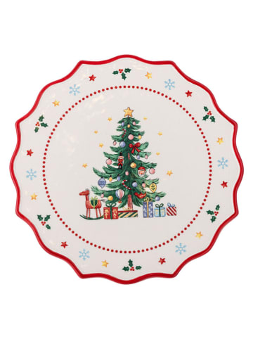 Bloomingville Etażerka "Naive Cake" w kolorze kremowo-czerwono-zielonym - wys. 9 x Ø 21 cm