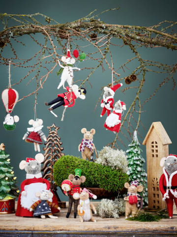 Bloomingville 2-delige set: decohangers "Peo" rood/grijs - (L)12 cm