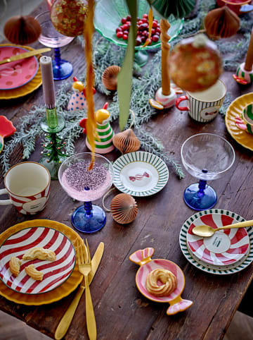 Bloomingville 2er-Set: Brotteller ''Yule'' in Weiß/ Rot/ Grün - Ø 12,5 cm